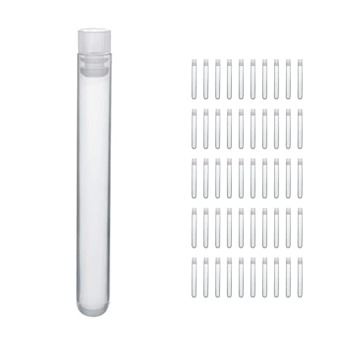 ULAB Plastic Test Tubes with Flange Stoppers, 50pcs of Dia.16x125mm Party Tubes, Nature Color, 50pcs PE Flange Stoppers, Dia.16mm, Nature Color, UTT1015 - style: Nature Color