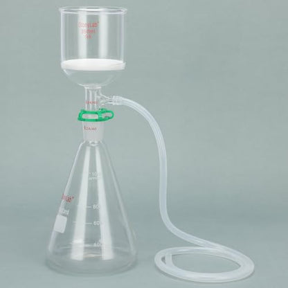 stonylab Buchner Funnel & Flask Set, 350 ml Glass Funnel with 1L Erlenmeyer Flask and Silicone Tubing for Lab Use