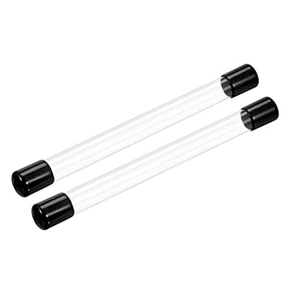 PATIKIL Clear Rigid Tube Round Plastic Tubing with Black Rubber Caps Polycarbonate Water Pipe, 305mm/ 12 Inch Length, 15mmx16mm/0.6"x0.63", 2 Set - color: Black,Clear, size: 0.6"x0.63"