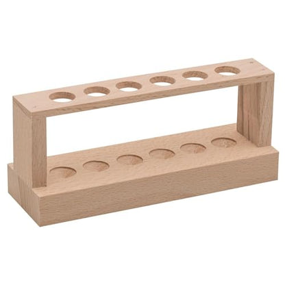 EISCO Small Wooden Test Tube Rack - Holds 6 x 15mm Diameter Tubes - 6" Long, 2.7" Tall - Economy Unfinished Hardwood Construction Labs