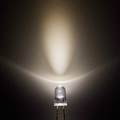 CHANZON 100 pcs 5mm Warm White LED Diode Lights(DC 3V 20mA) - color: K) Warm White, size: 5mm Round Top