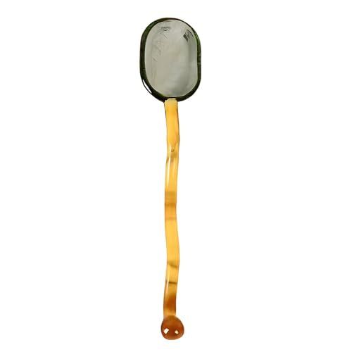 Glass Mixing Spoon 6.1 Inches Heat Resistant Glass Stirring Spoon Rod Teaspoons for Salt Sugar Tea Coffee Cocktail Cold Ice Cream Drink Party (Yellow Handle)
