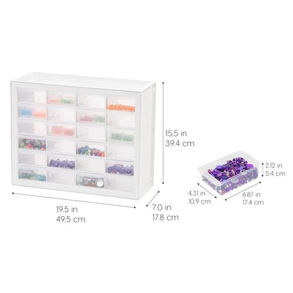 IRIS USA 24-Drawer Plastic Storage Cabinet, Teacher Toolbox, White - color: White, size: 24 Drawer