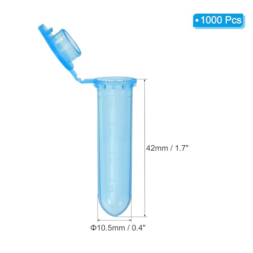 PATIKIL 2ML Plastic Centrifuge Tubes, 1000 Pcs Round Bottom Centrifuge Tube with Snap Cap and Graduated Marks for Laboratory Sample, Blue - color: Blue