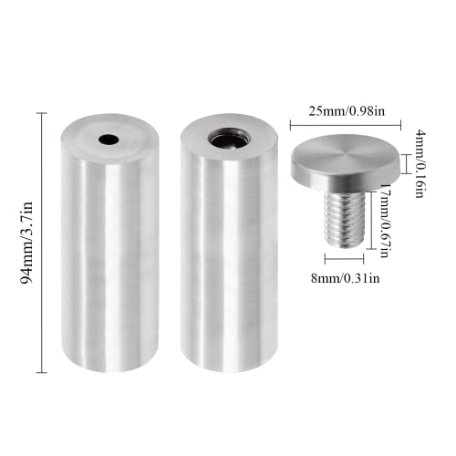 Luomorgo Stainless Steel Standoff Screws, Silver, 1" x 4", 12 Pcs - color: Silver, 12 Pcs, size: 1" x 4" / 25 x 100mm