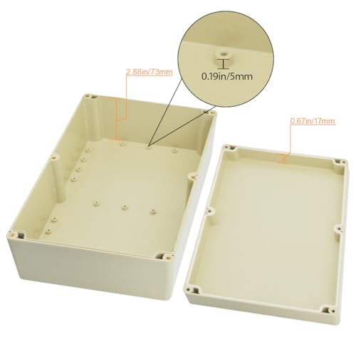 LeMotech Waterproof Dustproof IP65 ABS Plastic Junction Box Universal Electric Project Enclosure Pale Gray 10.4 x 7.2 x 3.7 inch (263 x 182 x 95 mm) - size: 10.4"x 7.2"x 3.7"