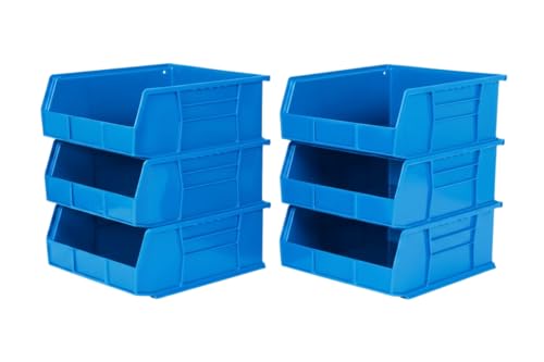 11" x 11" x 5" (6 Pack) Plastic Stackable Storage Bin, Hudson Blue - color: Hudson Blue, size: 6 Pack