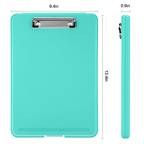 Sooez Clipboard with Storage, Plastic Nursing Clip Boards 8.5x11 - color: A-turquoise
