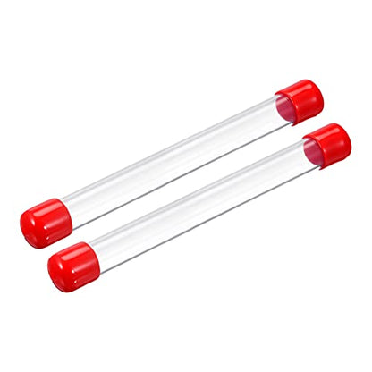 PATIKIL Clear Rigid Tube Round Plastic Tubing with Red Rubber Caps Polycarbonate Water Pipe, 305mm/ 12 Inch Length, 18mmx20mm/0.71"x0.8", 2 Set - color: Red,Clear, size: 0.71"x0.8"