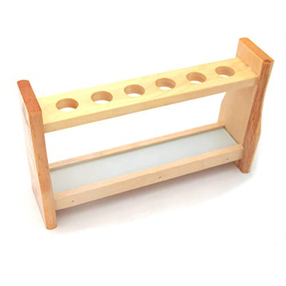 Wood Test Tube Rack Holder Stand for 0.7" (18mm) Holes API 10ml 25ml Test Tubes Lab Tube Racks Pen Holder (10ml 6Slots) - color: 10ml 6Slots