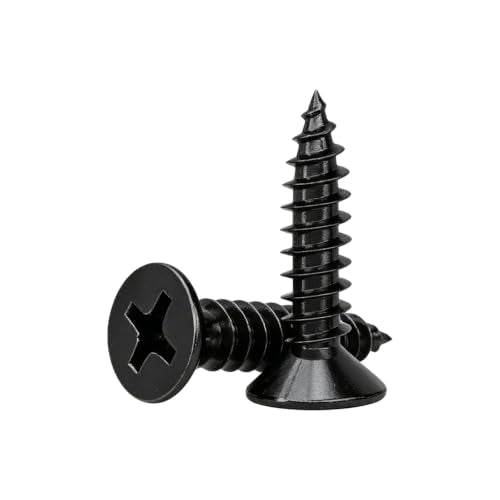 #4 Flat Head Phillips Wood Screws 150Pcs, Carbon Steel, 1/2" - color: Black, size: #4 x 1/2''-150pcs