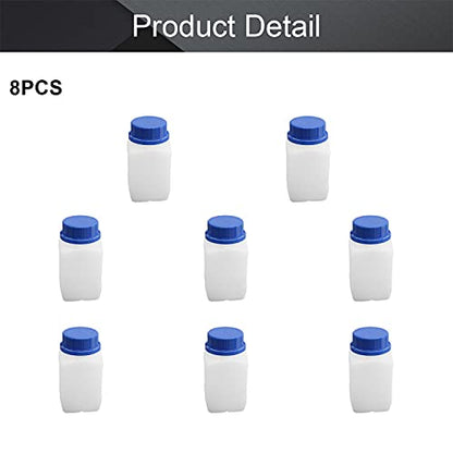 Othmro 250ml/8.5oz Plastic Lab Chemical Reagent Bottles,8pcs 40mmx115mm(IDxH) Square Wide Mouth Liquid/Solid Sample Storage Container Sealing Bottles Blue with Anti-theft Cap - color: 8Pcs 8oz