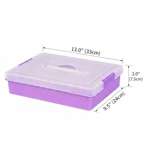 1/2 Pack Craft Organizers and Storage Box with Removable Tray, Portable Project Case with Handle and Lid, 2-Tier Art Supply Organizer, File Box for A4 Paper, Scrapbook, 5-Quart (2)