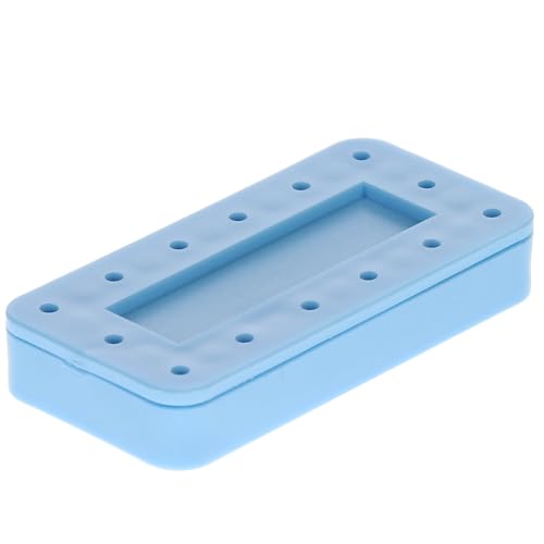400BR-2 Rectangular 14 Dental Bur Block Blue, 3" x 1.5" x 0.5", Magnetic, 14 Burs Capacity, Autoclavable