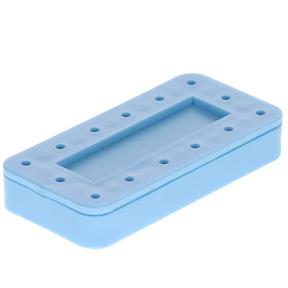 400BR-2 Rectangular 14 Dental Bur Block Blue, 3" x 1.5" x 0.5", Magnetic, 14 Burs Capacity, Autoclavable