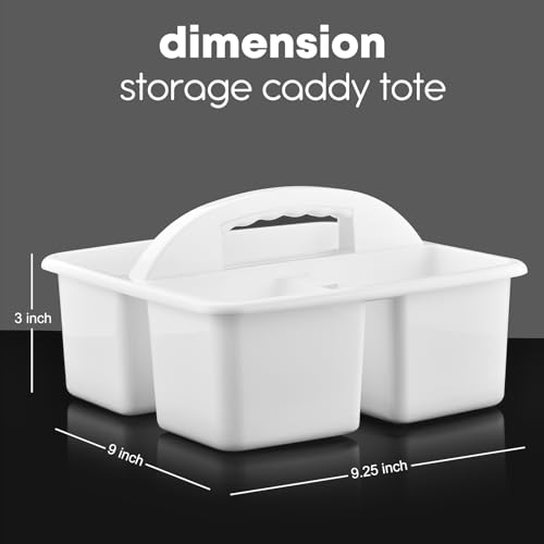 ALINK Plastic Classroom Caddy Organizer with Handle, 6-Pack 3 Compartments, Teacher Supply Storage Caddy for Classroom Organization, Table, Desk, Office, Craft Art for Kids - White - color: White