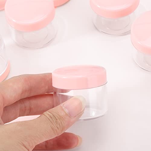 100 Count 20g Sample Containers with Lids，Refillable Cosmetic Containers Small Plastic Jars Lip Scrub Container - Pink - color: Pink, size: 20g (100 Count)