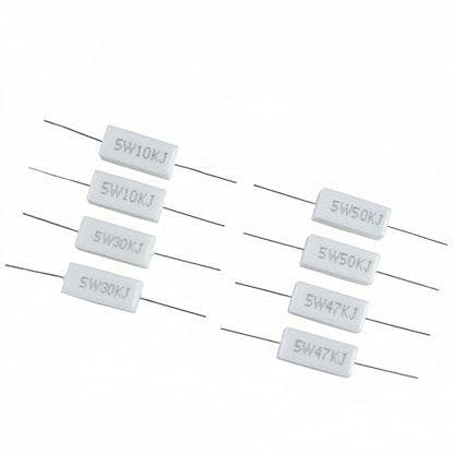 30 Values 60 Pieces Cement Resistor KIT 5W (100 Ohm - 100K Ohm) - style: 100 ohm-100K ohm 60PCS