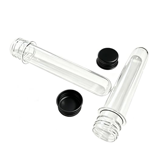 6 Pcs Plastic Test Tubes with Caps, 40ml Clear Test Tube Containers 25 x 140 mm, Reusable Tubes for Candy Storage, Party Favors, Beads, Bath Salts & Lab Experiments (6, Black) - color: Black