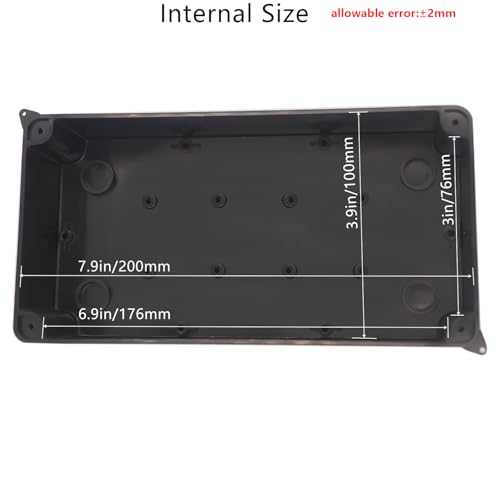 Outdoor Waterproof Box,Junction Box Reserved Holes IP65 ABS Plastic Electrical Boxes Power Cord Enclosure Project Box Black Outer Size 7.9 x 3.9 x 2.8 inch(200x100x70mm) - size: 7.9" x 3.9" x 2.8"