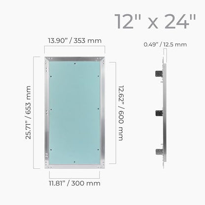 12" x 24" Inch Wall Access Panel - Waterproof Drywall Panel & Aluminum Frame Crawl Space Hatch Door - Plumbing Access Panel for Wall & Ceiling, HVAC - Drywall Access, Cover - size: 12 x 24