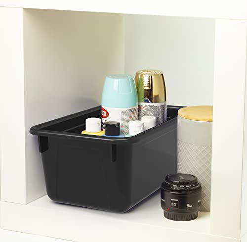Storex Small Cubby Bin, 7.8 x 12.2 x 5.1 Inches, Black, 5-Pack (62466E05C) - color: Black, style: Bin Only
