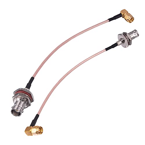 2Pcs BNC Female Bulkhead to SMA Male 90 Degree Connector 6 Inch Low Loss RG316 Coaxial Cable BNC to SMA Right Angle Adapter RF Antenna for Radio Wi-Fi Wireless LAN Devices Use - size: 15cm/6inch