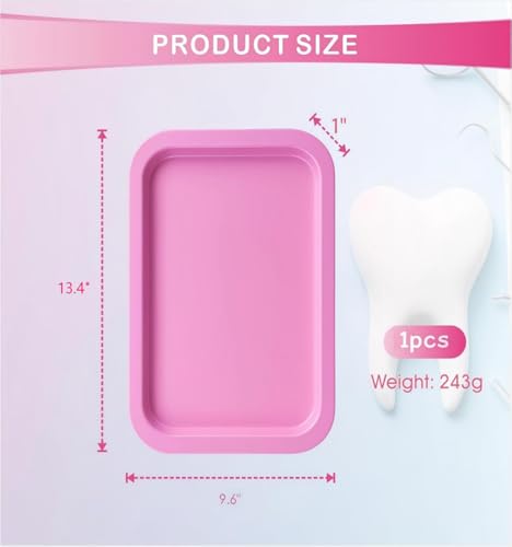 Dental Procedure Tray - Autoclavable Flat Instrument Organizer for Clinics, Labs, and Offices, Reusable, 13.4"L × 9.6" W × 2" (1, Pink) - color: Pink