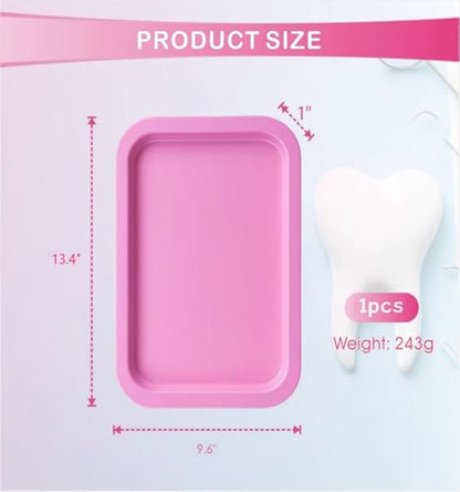 Dental Procedure Tray - Autoclavable Flat Instrument Organizer for Clinics, Labs, and Offices, Reusable, 13.4"L × 9.6" W × 2" (1, Pink) - color: Pink