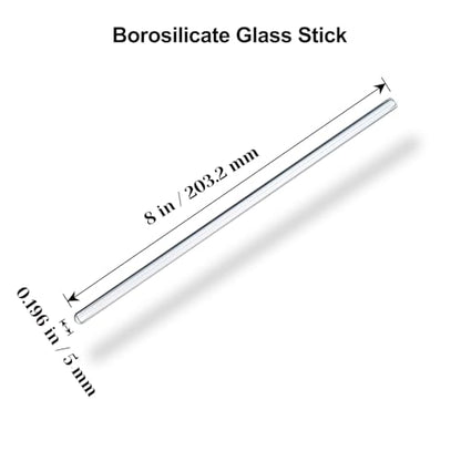 15 Pack Thin Glass Stirring Rods, 5mm x 8 Inch, Borosilicate Lab Rods - size: 8 inch 5 mm