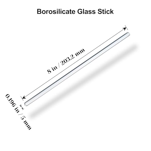 15 Pack Thin Glass Stirring Rods, 5mm x 8 Inch, Borosilicate Lab Rods - size: 8 inch 5 mm