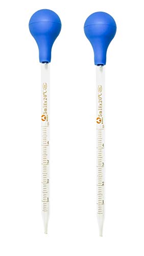 HIBATUL INC (2 Pack) Glass Graduated Medicine Dropper Pipettes Lab Dropper with Blue Rubber Cap and Scale (5ml (2 Pack))