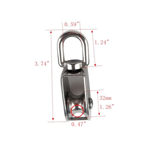4Pcs M32 Stainless Steel Single Pulley Block Silver Wire Rope Hanging Towing Wheel Lifting Crane Swivel Pulley - size: M32-4PCS