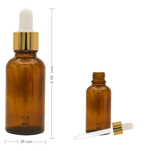 Set of 12, 1 oz Amber Dropper Bottles for Essential Oils, Perfumes with 2 Funnels & 12 Labels -30ml Amber Glass with Eye Droppers - Tincture Bottles, Leak Proof Travel for Liquids - color: Amber, size: 1 Ounces
