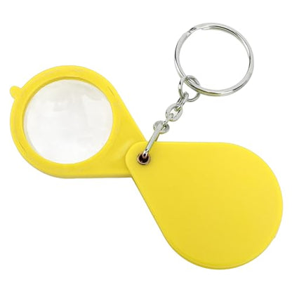 Pocket Magnifier Keychain 10X 32mm Folding Lens Yellow - color: Yellow