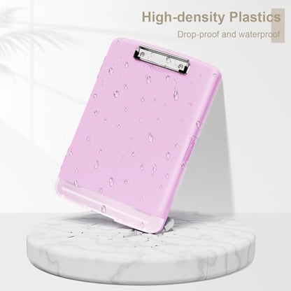 Piasoenc Clipboard with Storage, 8.5 x 11 Clip Board with Pen Holder, Pink - color: Deep Pink