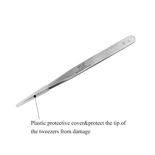 LASHVIEW Lash Tweezer, Vetus Straight Pointed Eyelash Tweezers for Profissional Grafting Eyelash Extension, Stainless Steel Needle Nose Tweezers for Lash Extension Stickers Precision Electronics, ST12 - size: ST12