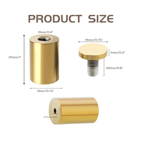 Alise 3/4"x1" Sign Standoff Screws,Wall Mount Glass Standoff,Pack of 8 - color: Gold, size: (8P)19x25mm