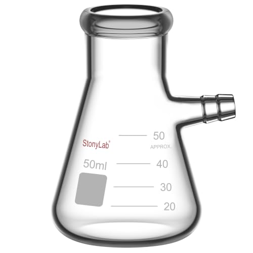 StonyLab Glass 50ml Heavy Wall Borosilicate Glass Filtering Flask, Bolt Neck with Tubulation, 50ml - size: 50 ml