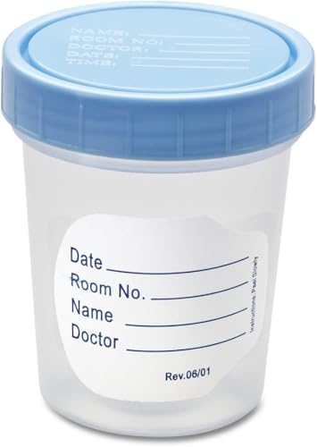 Caring Polypropylene Basic Specimen Container with Secure Screw-On Lid, Clear, Leak-Resistant, General Use Collection & Storage, Pack of 25