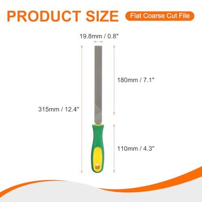 HARFINGTON Flat Coarse Cut File 8" Double Cut Teeth High Carbon Steel Hand Rasp File with Plastic Handle for Metal Wood Deburring Removing - size: 8", style: Coarse