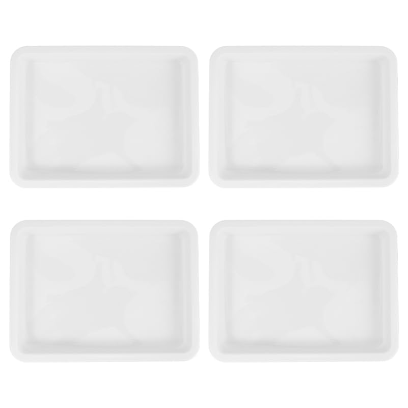 Lurrose Lab Trays Plastic, 4 Pack Acid and Alkali Resistant Chemical Reagent Containment Pan, Leak-Proof Lab Storage Basin for Classroom Science Experiments, 9.7 x 7.3 Inch