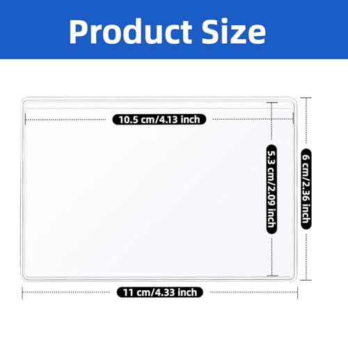 60 Pack Label Pockets, Clear Self-Adhesive Plastic Index Card Holders with Top Open,Square Label Sleeves for Organizing Storage Bins (60, 4.3 x 2.3 inches) - size: 4.3 x 2.3 inches