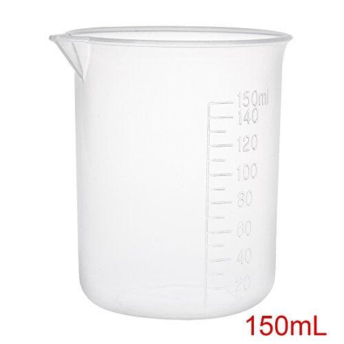uxcell Measuring Cup 150ml PP Plastic Graduated Beaker Transparent for Lab Kitchen Liquids 3pcs - size: 150ml