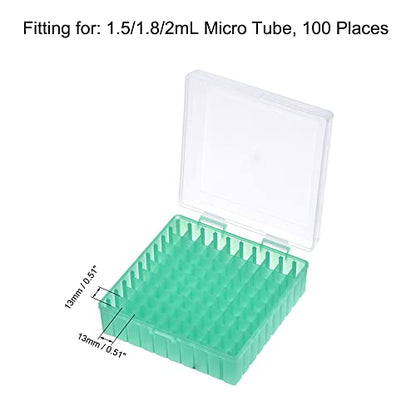 uxcell Centrifuge Tube Freezer Storage Box 100 Places Waterproof Polypropylene Lockable Cryogenic Holder Rack for 1.5/1.8/2ml Microcentrifuge Tubes Vials Samples, Green - color: Green
