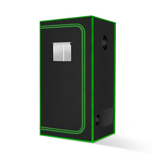 2x2 Grow Tent, 24"x24"x63'' High Reflective 600D Diamond Mylar Canvas with Observation Window and Floor Tray for Hydroponic Indoor Plant Growing - size: 24"x24"x63''