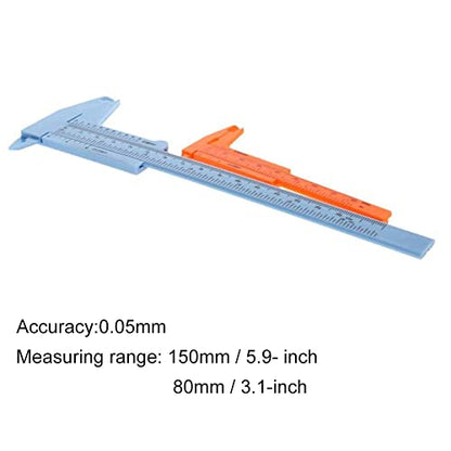 Utoolmart Vernier Caliper Set, Double Scale, Plastic Measuring Tool for Precision Measurements Outside Inside Depth 1 Pcs - size: 80/150mm Blue