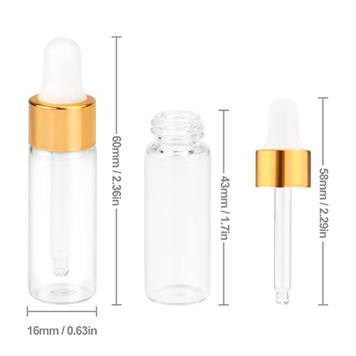 Pack of 35,5ml Clear Glass Dropper Bottle,Empty Glass Sample Vials with Glass Eye Dropper for DIY Aromatherapy Essential Oils Travel Perfume Container Liquid Sample Blends -Free dropper included
