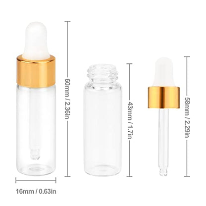Pack of 35,5ml Clear Glass Dropper Bottle,Empty Glass Sample Vials with Glass Eye Dropper for DIY Aromatherapy Essential Oils Travel Perfume Container Liquid Sample Blends -Free dropper included
