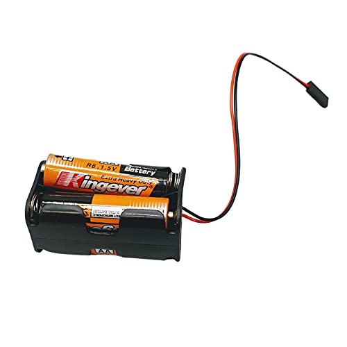 RC 4 Cell AA Battery Holder with Futaba FUT JR Plug/3-Pin Servo Connector | 6V Battery Holder with Dupont Connector | Battery Holder for Receiver Cars Heli Planes Boats
